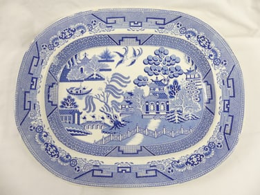 Large Antique R.W & B Blue Willow Iron Stone Plater