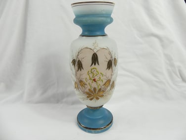 Victorian Hand Painted Bristol Vase with Raised Enamel Paint