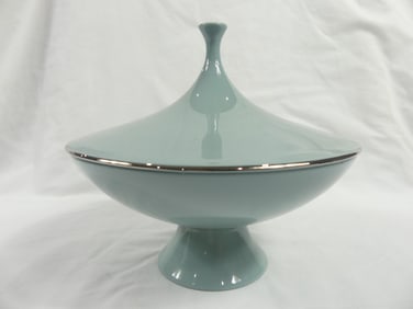 Vintage Lenox Pedestal Covered Candy Dish in Green