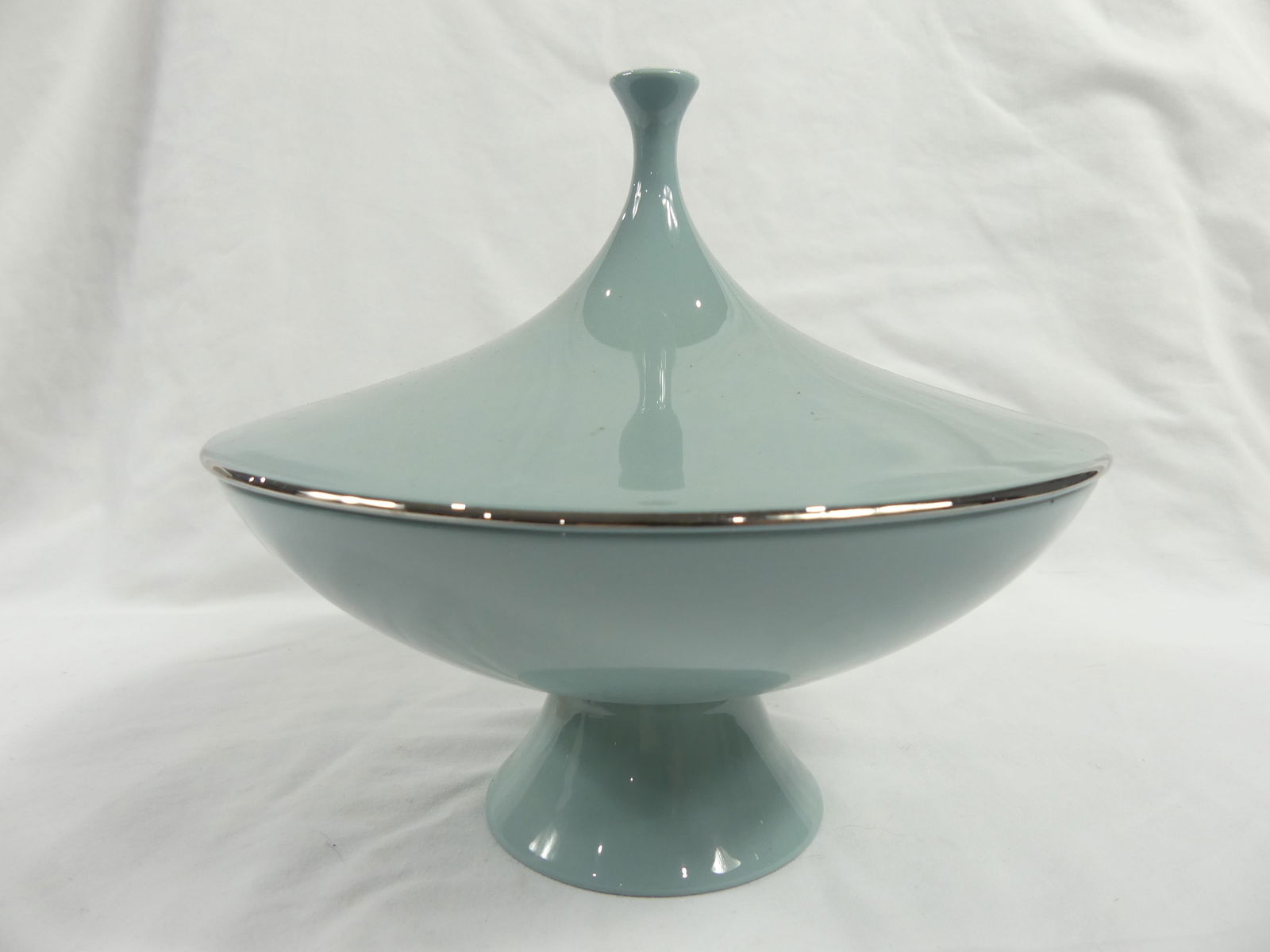 Vintage Lenox Pedestal Covered Candy Dish in Green (1 of 6)