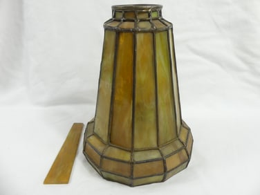 Antique Lead Glass Light Shade, Gold Tones