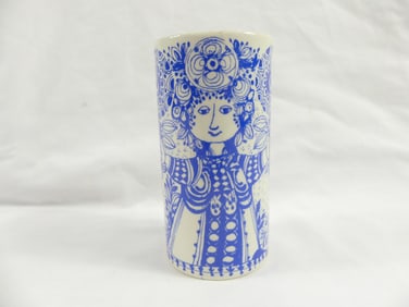 Vintage Edna Hibal Flona Nymolle Denmark Hand Painted Blue #3157-1915