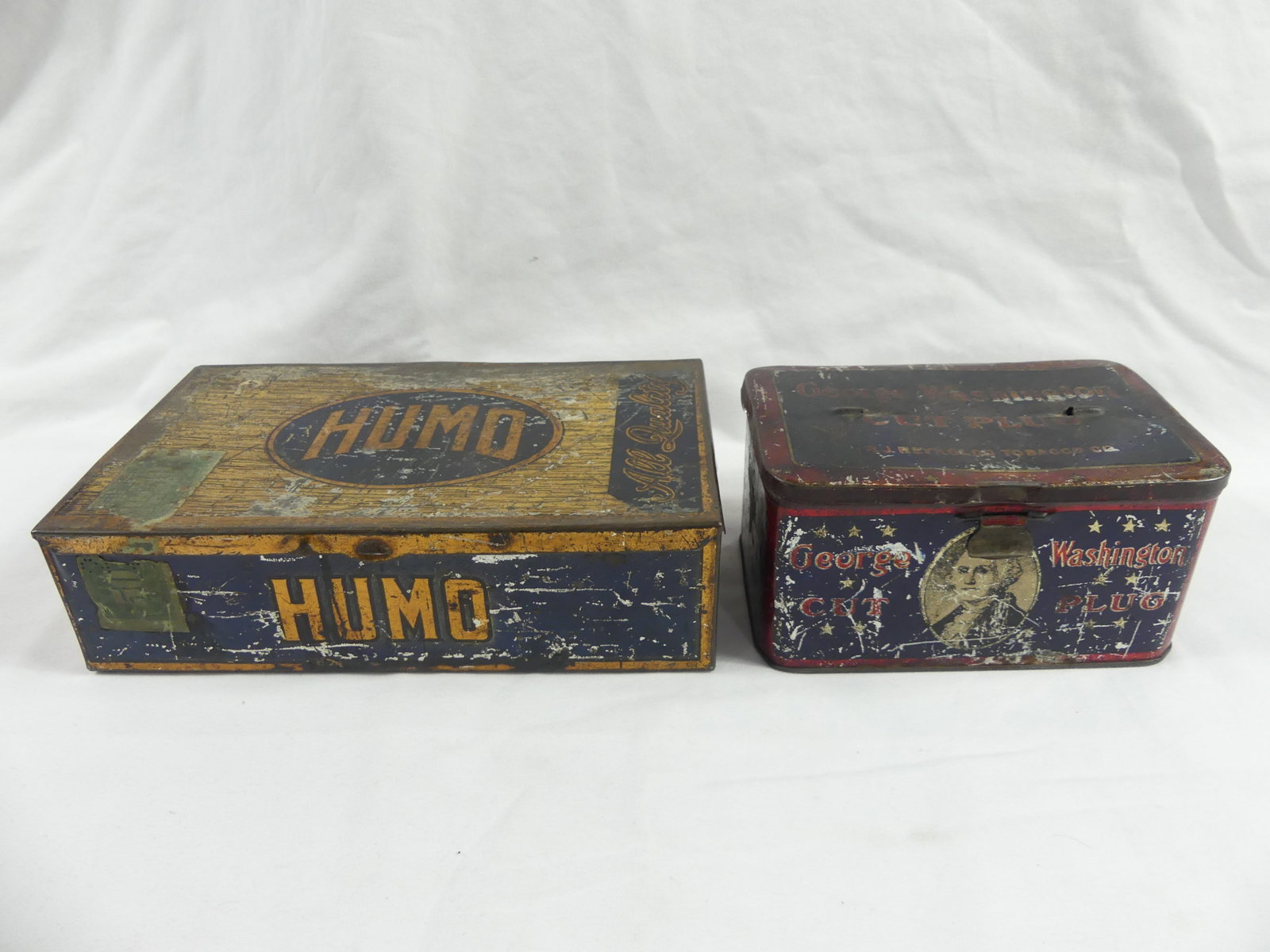 Vintage Advertising Tins, George Washington Tabaco, Humo Cigars: see photo's