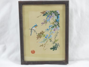 Antique Chinese Bird Painting with Red Seal/Stamp