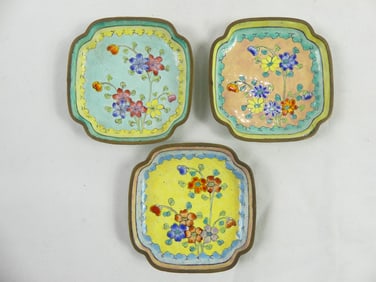 Vintage China Enamel Tea Plates