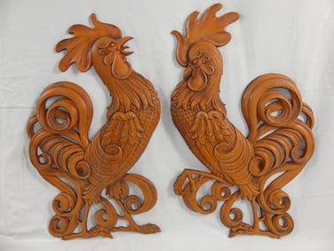 Vintage 1950/60's Sarcy Wall Plaque Roosters