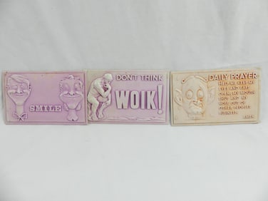 Lot of 3 Vintage 1958 Raised Celluloid Postcards by Eden Plastics