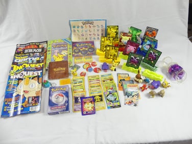 Large Lot of Poke' Mon Collectable Cards, Toy Figures, Books & More