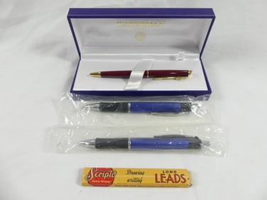 Vintage Waterman Pen, 2 Other Pens & Scripto Pencil Leads