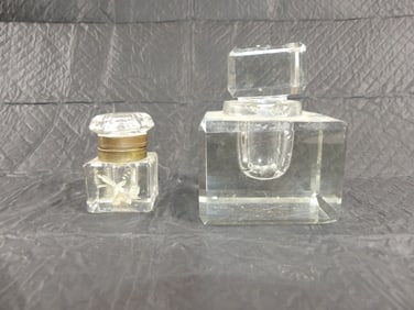 Lot of 2 Antique Glass Ink Wells