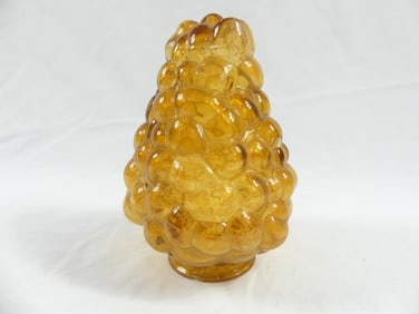 Vintage Amber Glass Globe with Grape Bunch