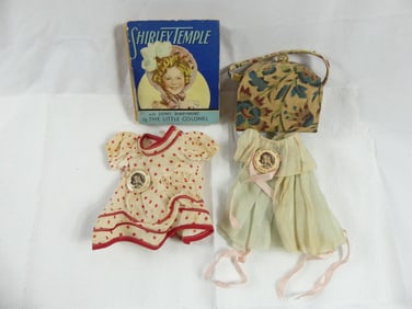 Lot of Vintage Shirley Temple Items, Book, Clothing , Suit Case & Pin