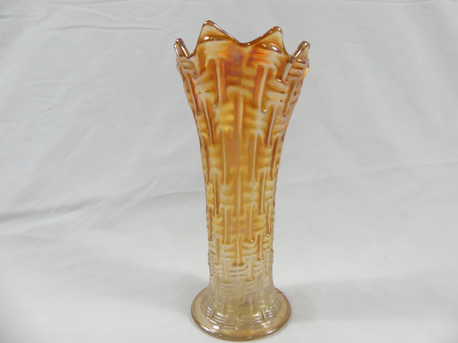 Vintage Merigold Carnival Glass Vase: approx. 8 1/2 inches tall, see photo's