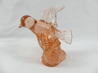 Vintage Mosser Pink Glass Bird in Flight