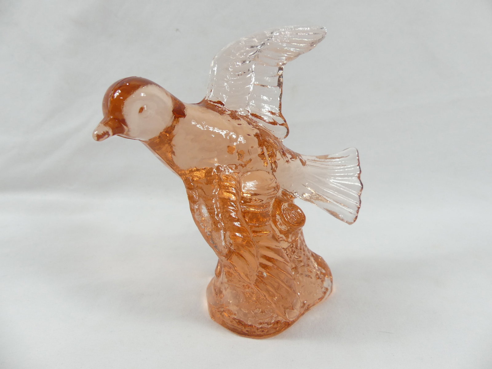 Vintage Mosser Pink Glass Bird in Flight: approx. 5 inches tall, see photo's