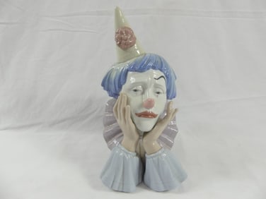 Vintage Large Lladro Sad Clown Bust