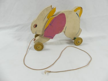 Vintage Hand Painted Rabbit Pull Toy