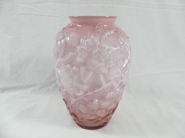 Vintage Fenton Raised Relief Pink Vase