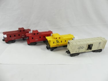 Lot of 4 Vintage Train Cars, 3 Caboose's, 1 Trailer