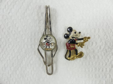 Vintage Walt Disney Mickey Mouse Brooch & Tie Clip