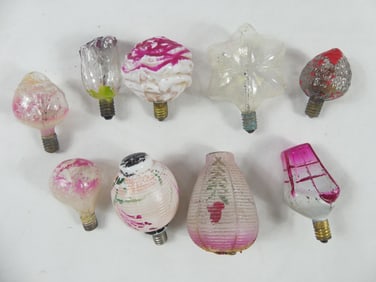 Lot of 9 Vintage Christmas Figural Light Bulbs