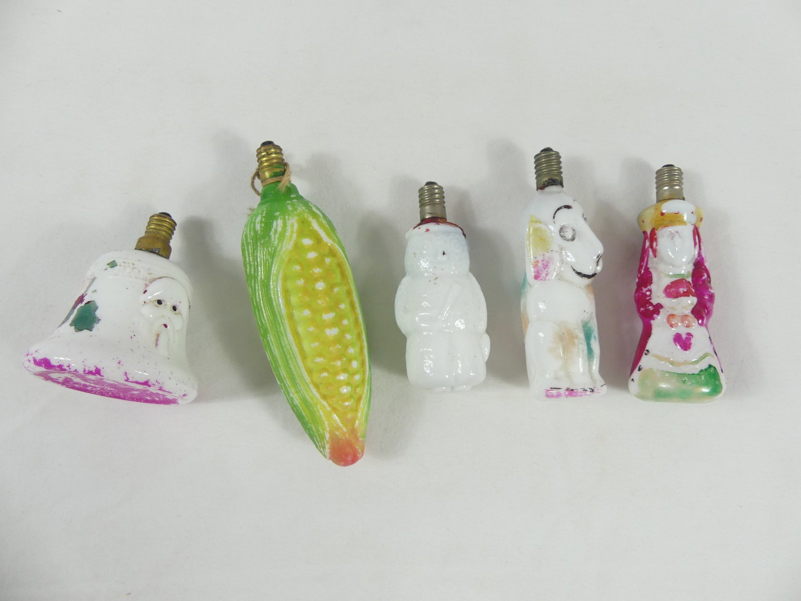 Lot of 5 Vintage Glass Figural Light Bulb Christmas Ornaments (1 of 4)