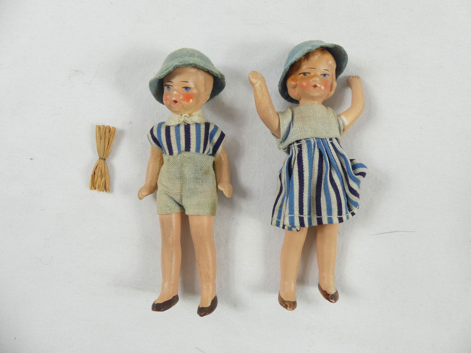 Pair Antique Little Girl & Boy Dolls (1 of 2)