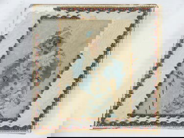 Victorian Cardboard Hankie Box with Lady