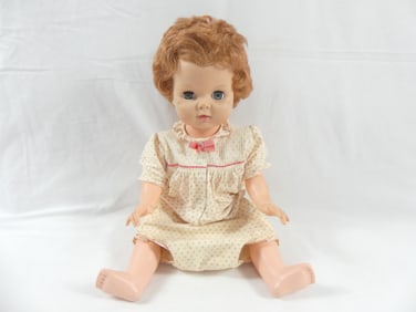 Large Vintage Doll, Plastic Body & Rubber Head