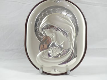 Vintage Marcello Giorgio Sterling Silver Mother & Child Plaque