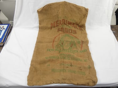 Antique Merrimack Feeds Burlap Bag