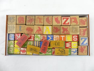 Lot of Different Vintage Wood Blocks
