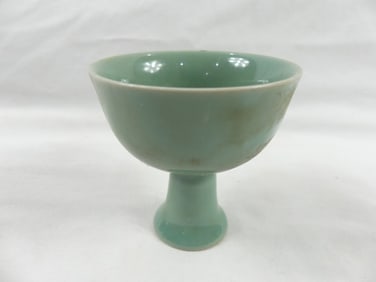 Antique Chinese Pedestal Cup, Celadon Green
