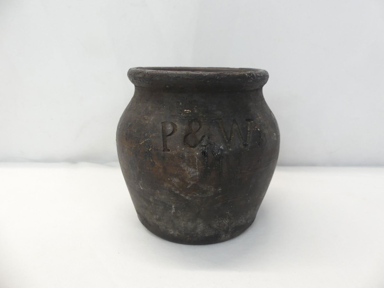 Antique Bean Pot Marked P & W