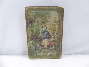 Antique Lithograph D F Tayler Co Hair Pin Box