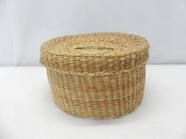 Vintage Sea Grass Covered Basket