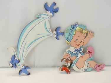 Vintage 1952 Children Wood Wall Decorations, Dolls Toy Co.