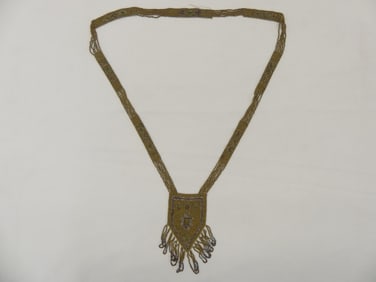 Antique 1920's Micro Beaded Flapper Necklace with Fringe