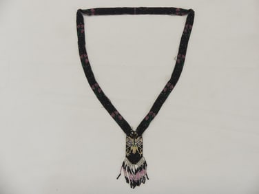 Antique 1920's Micro Beaded Flapper Necklace with Fringe