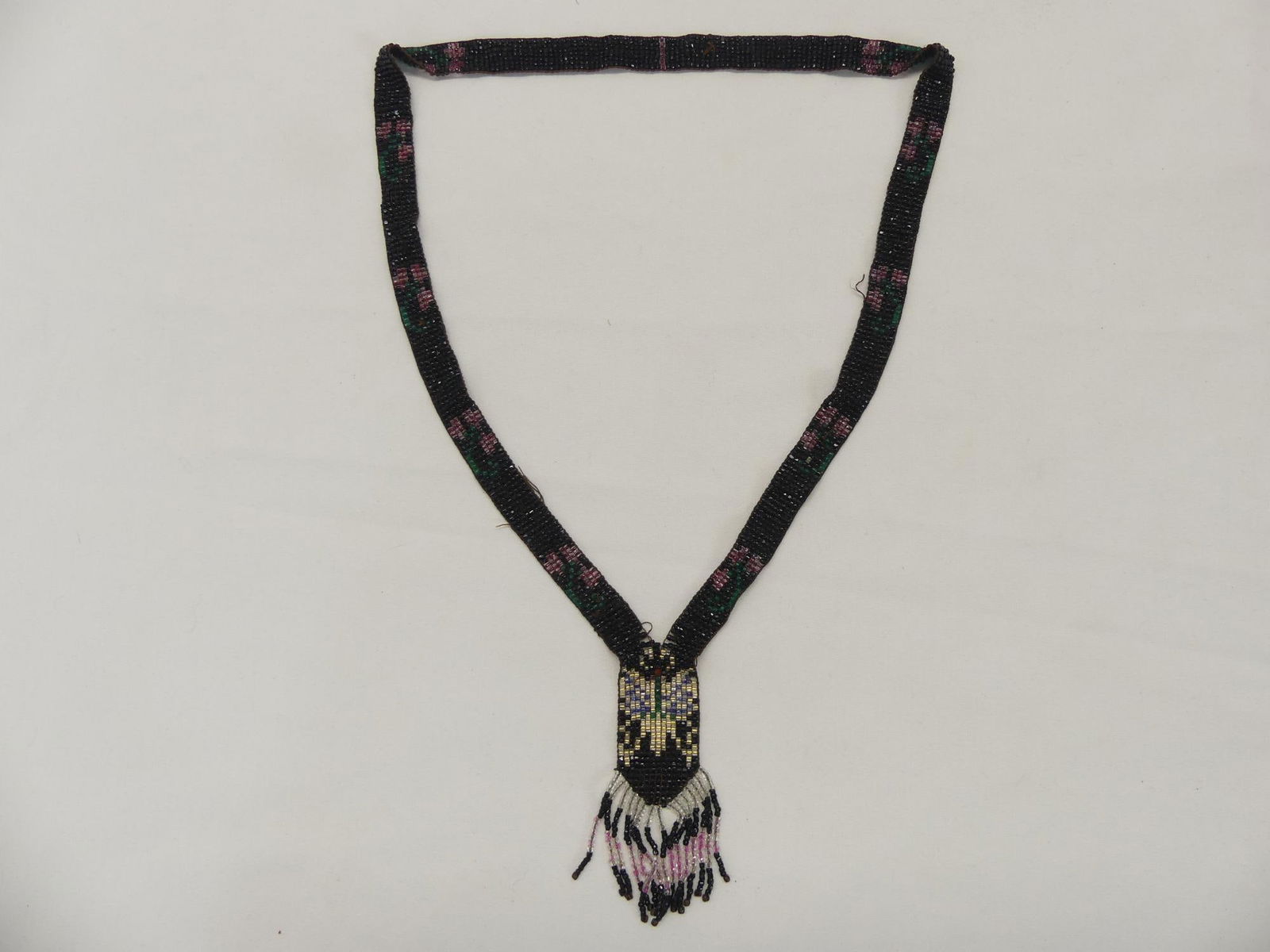 Antique 1920's Micro Beaded Flapper Necklace with Fringe (1 of 5)