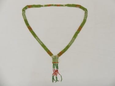 Antique Micro Beaded Flapper Necklace with Fringe