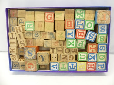 Large Lot of Vintage Children's Wood Blocks