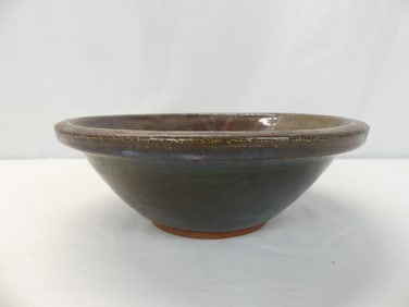 Antique Clay/Pottery Bowl with Red Drip Glaze