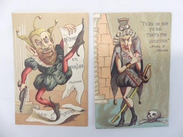 Pair of Antique 1882 E B Duval Lithograph Cards