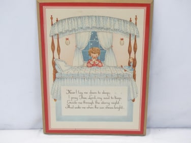 Vintage Wall Plaque with "Children's Nighttime Prayer"