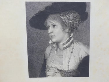 Antique Steel Engraving Portrait of Judy Fakaulback by E Buchel