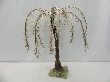 Vintage Artifactual Japanese Cherry Blossom Tree with Jade Base