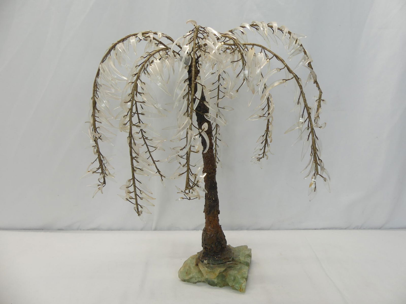 Vintage Artifactual Japanese Cherry Blossom Tree with Jade Base: approx. 20 inches tall, see photo's