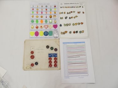 Lot of Vintage Old Store Stock Samples of Buttons & Jewelry Stones