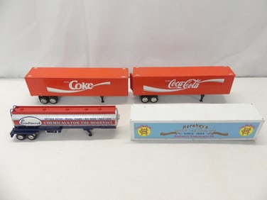Lot of 3 Trailers & 1 Tanker Train Cars for Flats
